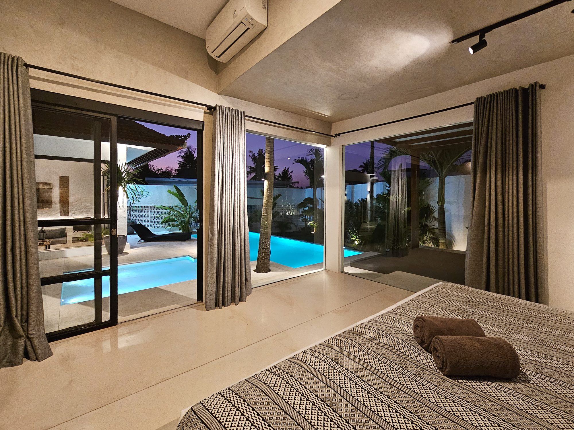 Villa Baloo exterior at golden hour luxury villa Pererenan Bali