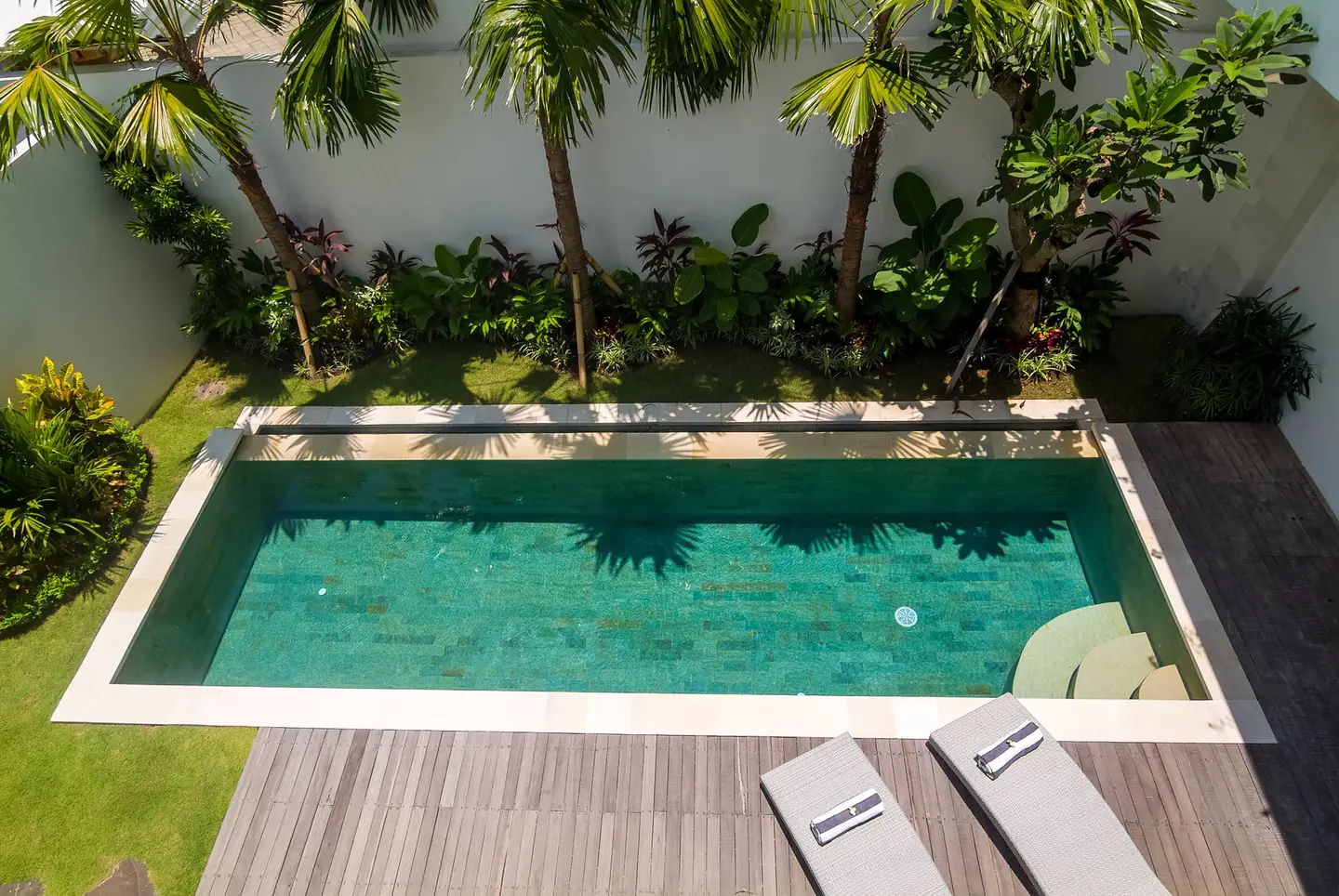 Villa Kesari private pool and deck seen from above Berawa Canggu Bali