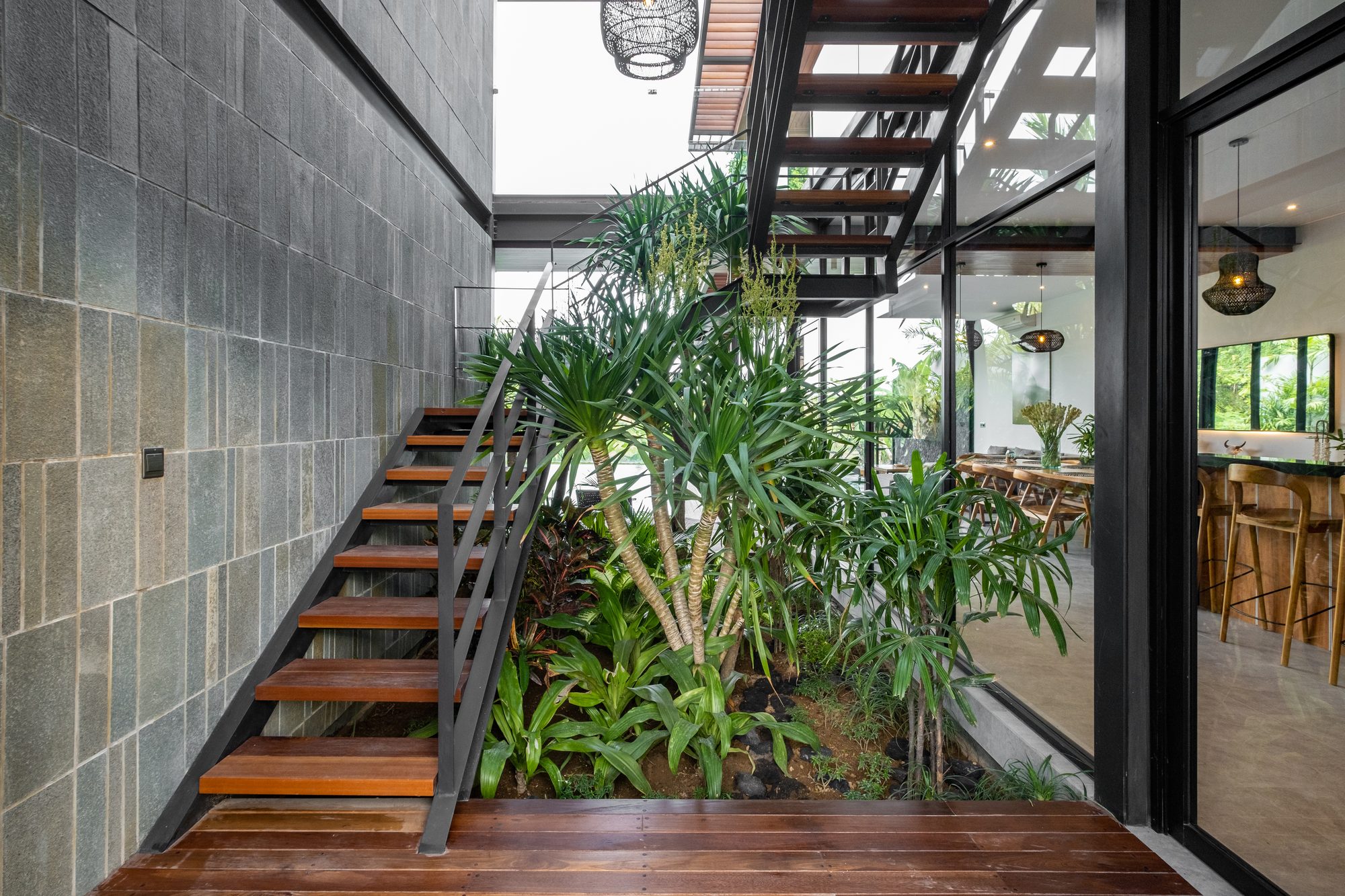 River Paradise 5BR tropical garden staircase luxury villa Pererenan Bali