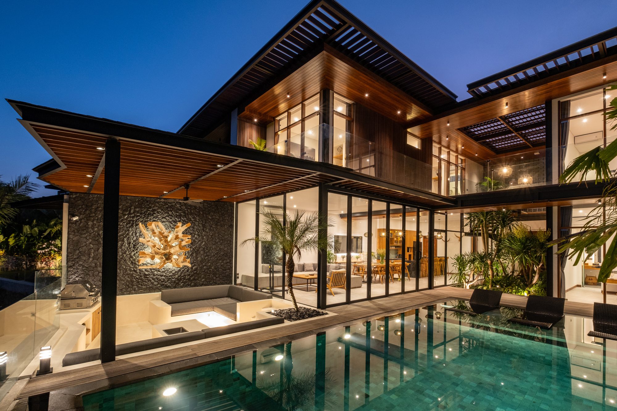 River Paradise 4BR balcony with rice field views luxury villa Pererenan Bali
