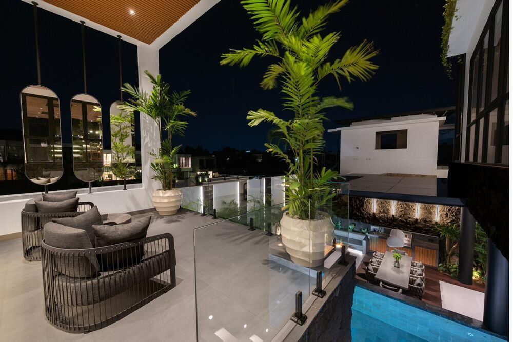 Balcony night view MAR Bali 1 luxury villa Pererenan Bali