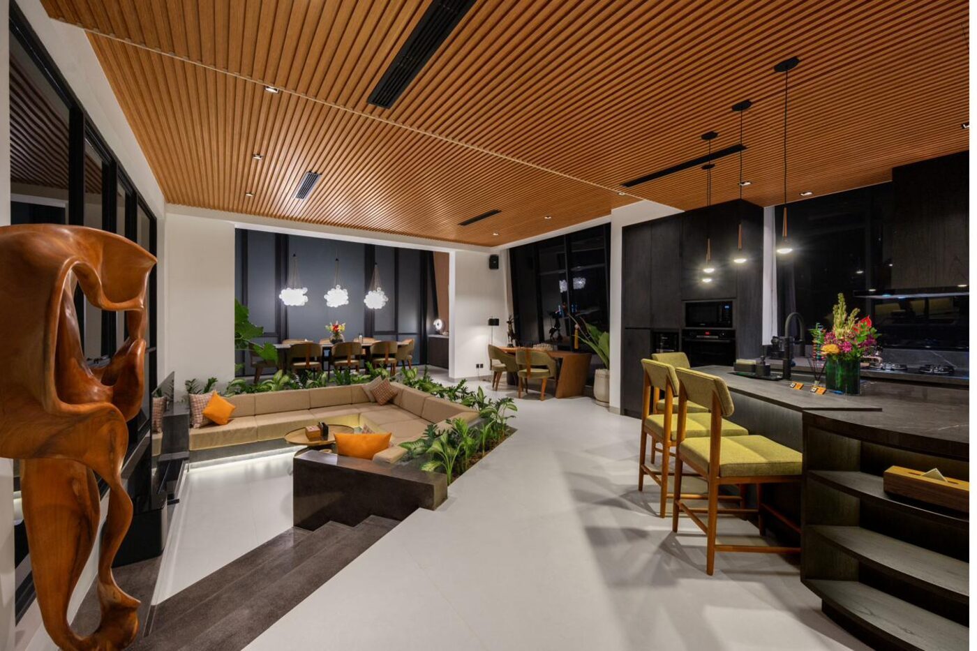 Double height living room MAR Bali 1 luxury villa Pererenan Bali