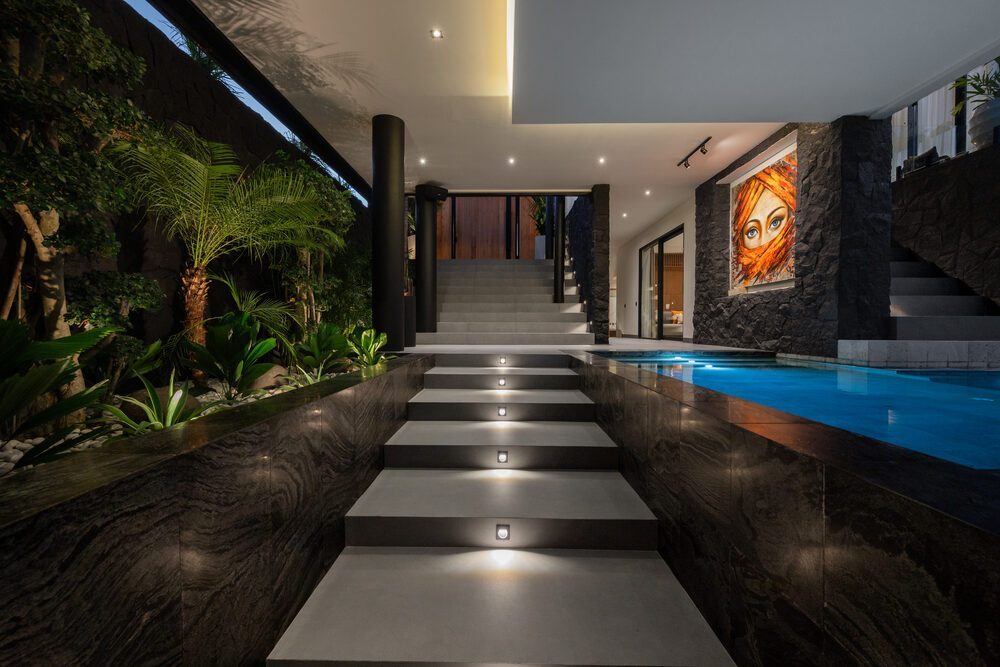 Staircase at night MAR Bali 1 luxury villa Pererenan Bali
