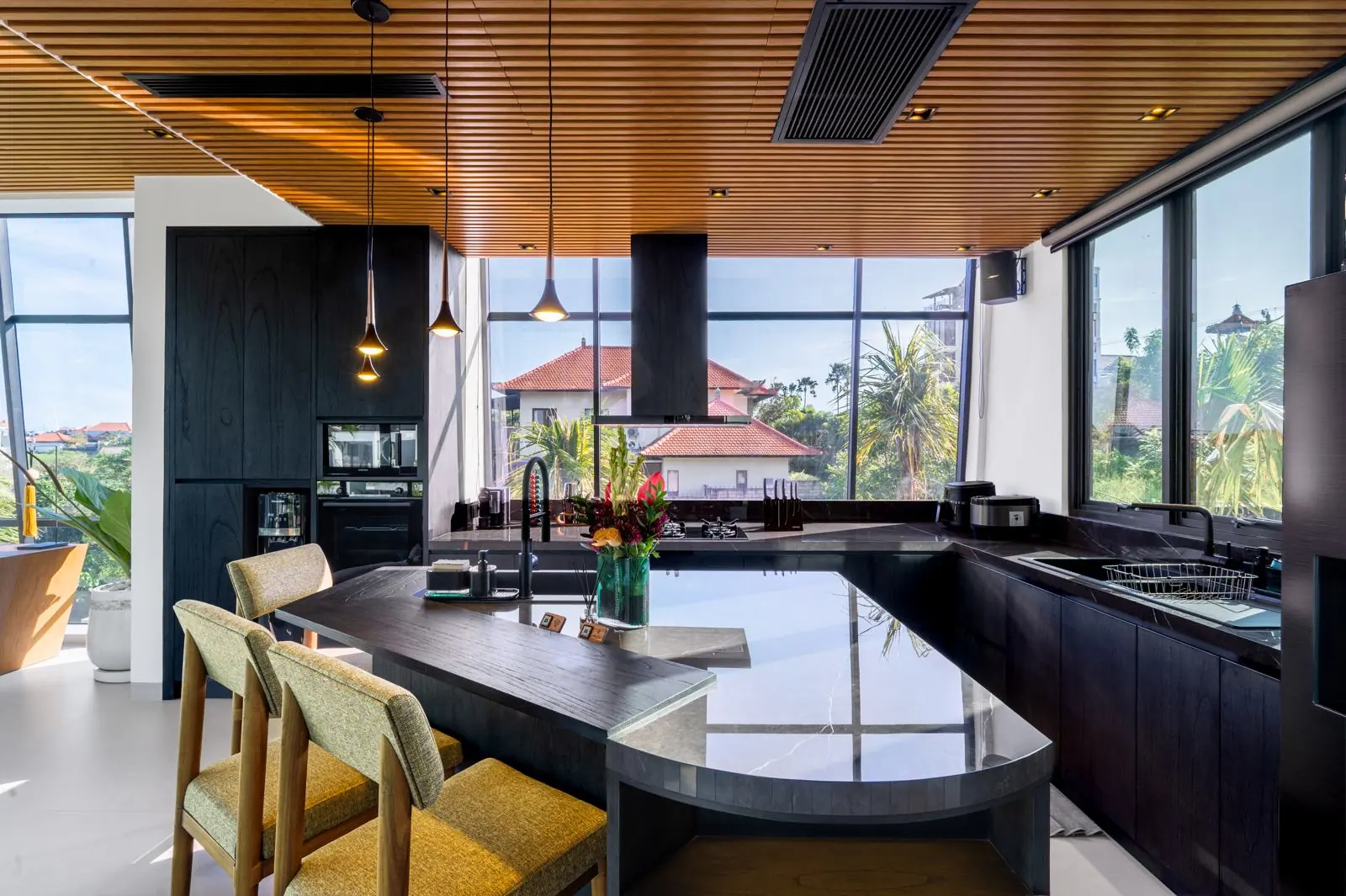 Fully equipped kitchen with marble island MAR Bali 1 luxury villa Pererenan Bali
