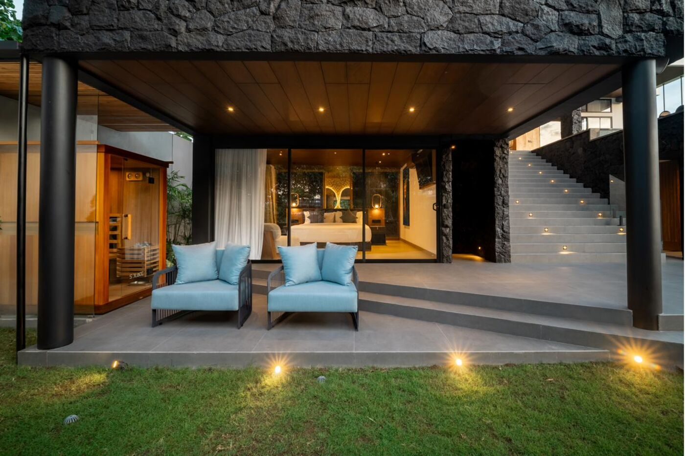 Private sauna and cold plunge MAR Bali 2 luxury wellness villa Bali